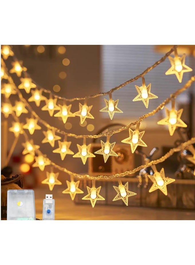 إتش إف جيه أضواء سلسلة النجوم H.F.J بطول 6 أمتار، أضواء زينة تعمل بالبطارية لغرفة النوم والمنزل وحفلات الزفاف والحفلات والمناسبات - Image 1